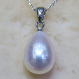 Water Drop Freshwater Pearl Necklace Pendant 925 Sterling Silver