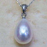Water Drop Freshwater Pearl Necklace Pendant 925 Sterling Silver