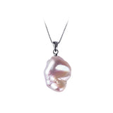 925 Sterling Silver Baroque Pearl Pendant Necklace Elegant Women's Jewelry