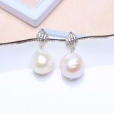 Baroqueonly Bohemia 925 Silver Earrings Natural Pearl Drop