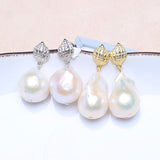 Baroqueonly Bohemia 925 Silver Earrings Natural Pearl Drop