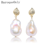 Baroqueonly Bohemia 925 Silver Earrings Natural Pearl Drop