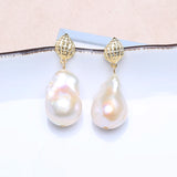Baroqueonly Bohemia 925 Silver Earrings Natural Pearl Drop