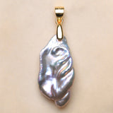 Baroque Silver Pendant Necklace with Gray Pearl