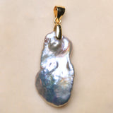Baroque Silver Pendant Necklace with Gray Pearl
