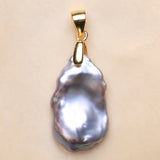 Baroque Silver Pendant Necklace with Gray Pearl