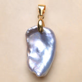 Baroque Silver Pendant Necklace with Gray Pearl