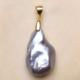 Baroque Silver Pendant Necklace with Gray Pearl