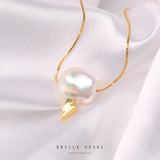 Baroque Freshwater Pearl Necklace S925 Silver Lightning Cloud Pendant