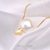 Baroque Freshwater Pearl Necklace S925 Silver Lightning Cloud Pendant