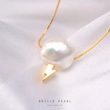 Baroque Freshwater Pearl Necklace S925 Silver Lightning Cloud Pendant
