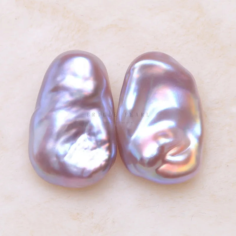 Baroque Freshwater Pair Beads Square Purple Metallic for DIY Earrings