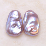 Baroque Freshwater Pair Beads Square Purple Metallic for DIY Earrings