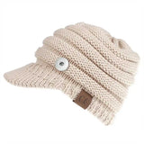 Ponytail Hat Autumn Winter Ladies Snap Button Jewelry Fit KD4693