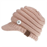 Ponytail Hat Autumn Winter Ladies Snap Button Jewelry Fit KD4693