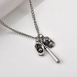 Baseball Glove & Bat Necklace Boys Titanium Stainless Steel Softball Pendant