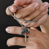 Baseball Glove & Bat Necklace Boys Titanium Stainless Steel Softball Pendant