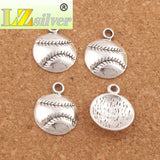 Baseball Sports Spacer Charm Beads Tibetan Silver DIY Pendants