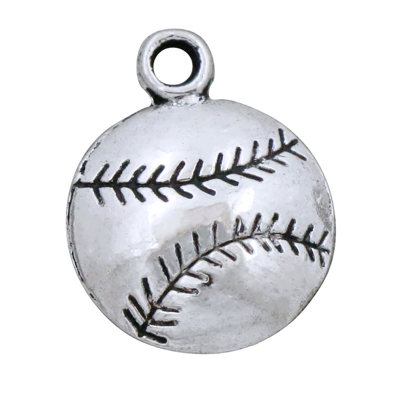 Baseball Sports Spacer Charm Beads Tibetan Silver DIY Pendants