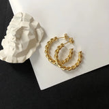 French Twisted Hypoallergenic CC Hoop Earrings 18K Stainless Steel