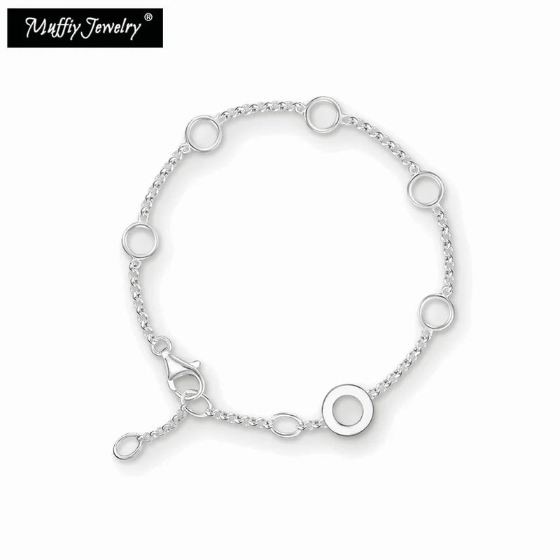 Sterling Silver Link Bracelet Chain With Charm Carrier