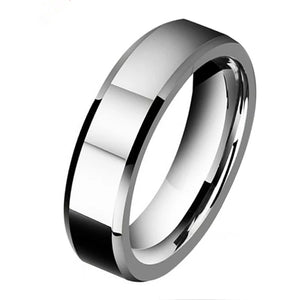 Tungsten Carbide Ring 6mm Beveled Edge Wedding Band