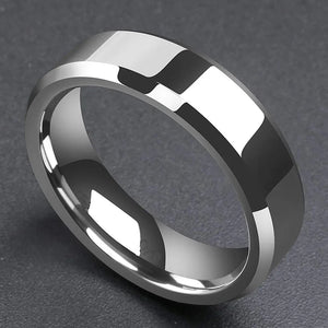 Tungsten Carbide Ring 6mm Beveled Edge Wedding Band