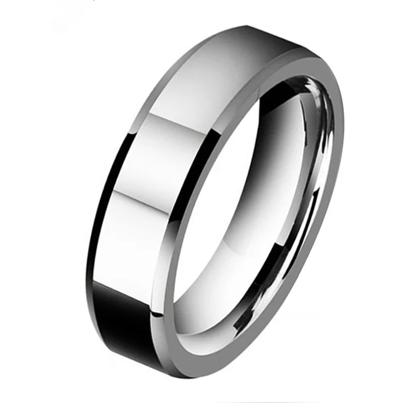 Tungsten Carbide Ring 6mm Beveled Edge Wedding Band