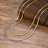 18K PVD Stainless Steel Snake Chain Necklace, Waterproof Flat Collar