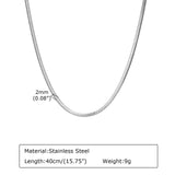 18K PVD Stainless Steel Snake Chain Necklace, Waterproof Flat Collar