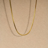 18K PVD Stainless Steel Snake Chain Necklace, Waterproof Flat Collar
