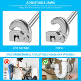 Basin Wrench Adjustable Steel Tap Nut Spanner Plumbing Repair Tool