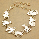 Bastet Cat Kitten Pet Charm Chain Link Bracelet Women Bangles Gift