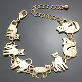 Bastet Cat Kitten Pet Charm Chain Link Bracelet Women Bangles Gift