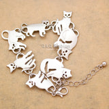 Bastet Cat Kitten Pet Charm Chain Link Bracelet Women Bangles Gift