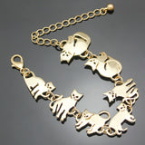 Bastet Cat Kitten Pet Charm Chain Link Bracelet Women Bangles Gift