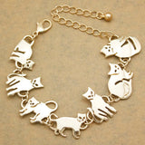 Bastet Cat Kitten Pet Charm Chain Link Bracelet Women Bangles Gift