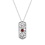 925 Sterling Silver Red Agate Necklace Pendant Vintage Jewelry