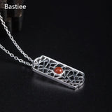 925 Sterling Silver Red Agate Necklace Pendant Vintage Jewelry