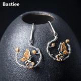 Bastiee Vintage Silver Earrings 925 Butterfly Branch Dangle Earings