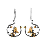 Bastiee Vintage Silver Earrings 925 Butterfly Branch Dangle Earings