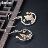 Bastiee Vintage Silver Earrings 925 Butterfly Branch Dangle Earings