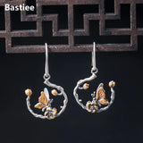 Bastiee Vintage Silver Earrings 925 Butterfly Branch Dangle Earings