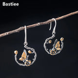 Bastiee Vintage Silver Earrings 925 Butterfly Branch Dangle Earings