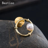 Bastiee Circle Pearl Brooch Plated Brooches for Women 925 Silver Jewelry