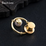 Bastiee Circle Pearl Brooch Plated Brooches for Women 925 Silver Jewelry