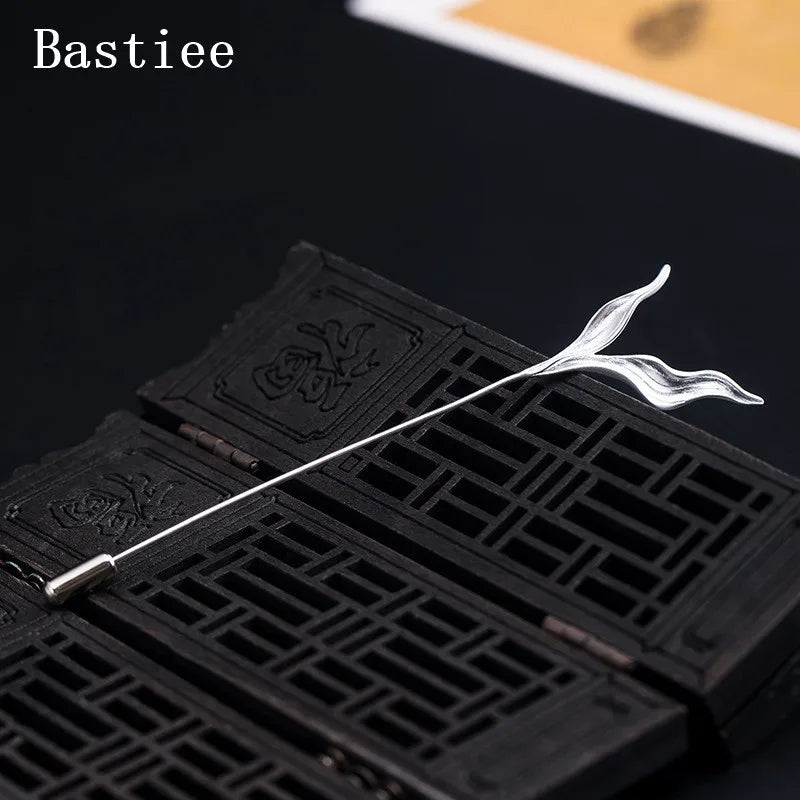 Bastiee Seaweed Brooch Plated Grass Brooches for Women Silver 925