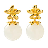 Silver 925 Jade Stud Earrings for Women Hmong Jewelry Beads