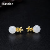Silver 925 Jade Stud Earrings for Women Hmong Jewelry Beads