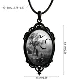 Bat Cemetery Glass Pendant Necklace Halloween Gothic Choker